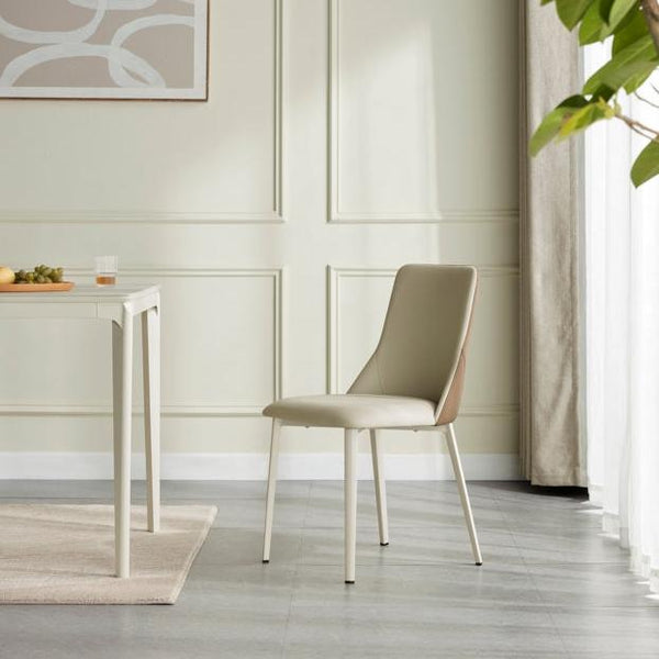 Truax Cream-Tone Contrast Dining Chair with PU Leather Upholstery
