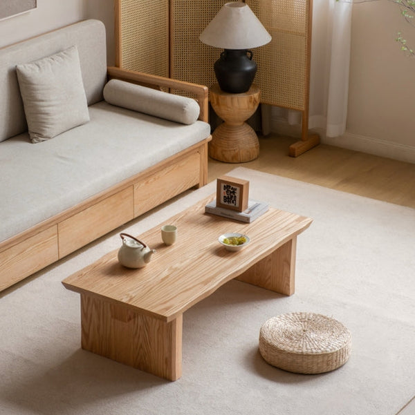 Mainn Natural Wood Color FAS-Graded Solid American Oak Rectangle Coffee Table