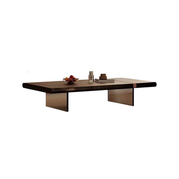 Saddle Leather Belt Decor Walnut Coloured Coffee Table/Tea Table