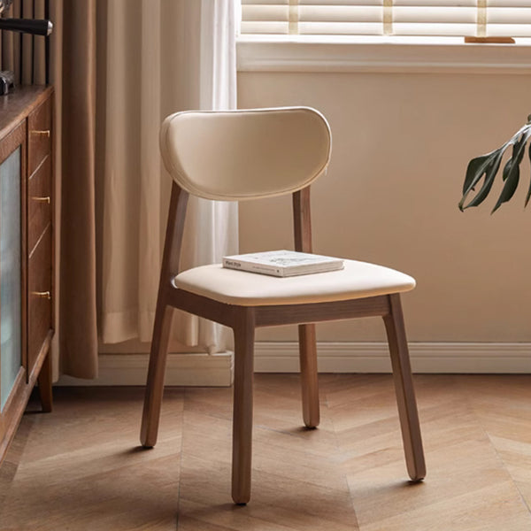 Theodore FAS-Graded Solid Walnut Wood Curved Back Dining Chair with Upholstered Seat Cushion