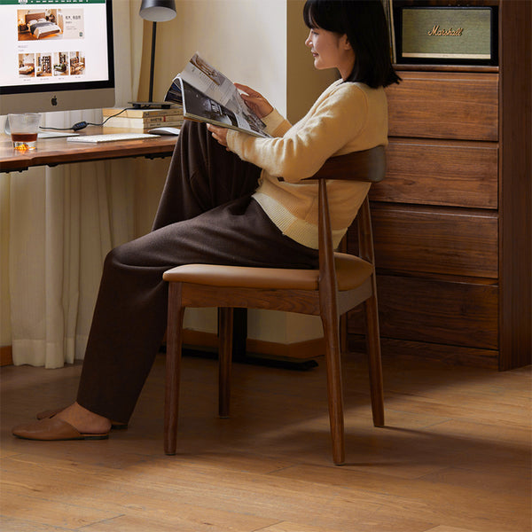 Tyler FAS-Graded Solid Oak Wood Curved Back Dining Chair with Upholstered Seat Cushion