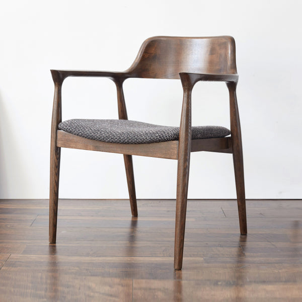 Sharon FAS-Graded Solid Ash Wood Curved Back Dining Chair with Upholstered Seat Cushion