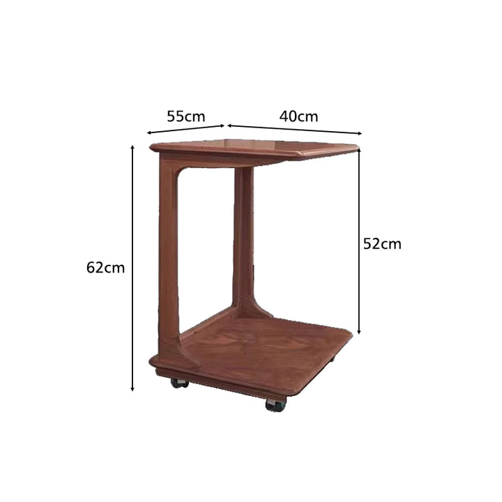 Dahlia FAS-Graded Solid Black Walnut Wood Mobile Side Table Walnut Col ...