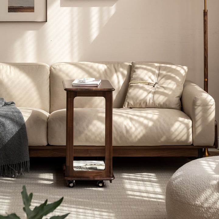 Dahlia FAS-Graded Solid Black Walnut Wood Mobile Side Table Walnut Col ...