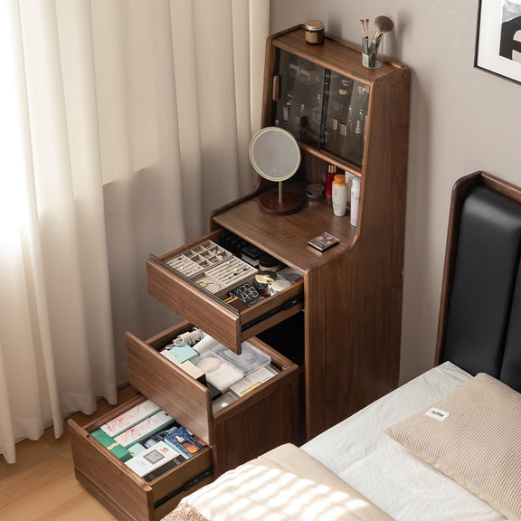 Cornelius 0.5m FAS-Graded Solid Black Walnut Wood Dressing Table Bedsi ...