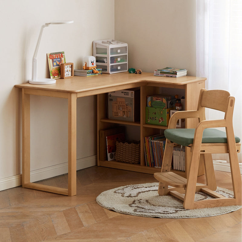 Nettie 1.2m/1.4m Solid Beech Wood Single Corner Storage Office Desk/Co ...