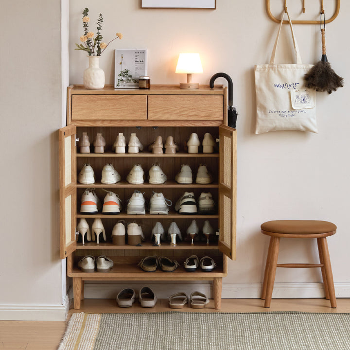 Pascal 82cm/115cm FAS-Graded Solid American Oak Wood Entryway Cabinet ...