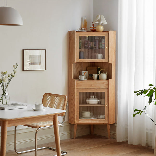 Wayne FAS-Graded Solid American Oak Corner Shelf/Triangle Storage Cabinet