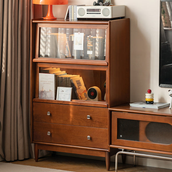 Frances FAS-Graded Solid Poplar Wood Flip-door Bookcase Display Shelf/Storage Cabinet