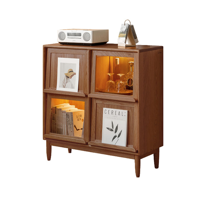 Fred FAS-Graded Solid American Oak Wood Flip-door Bookcase Display She ...