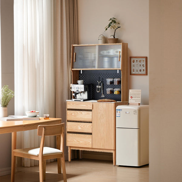 Leonard FAS-Graded Solid American Oak Wood Multifunctional Sideboard Buffet/Coffee Station Display Cupboard Multiple Color