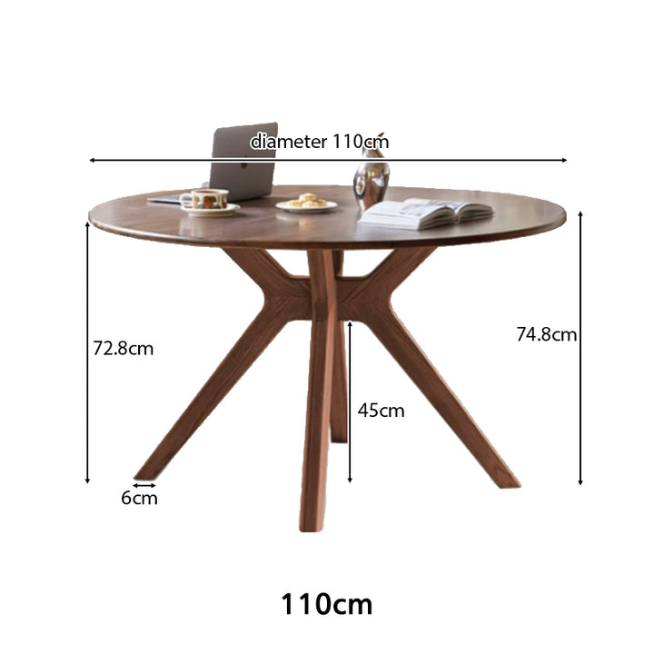 Fallon 110cm/120cm/130cm FAS-Graded Solid Black Walnut Wood Round Dini ...