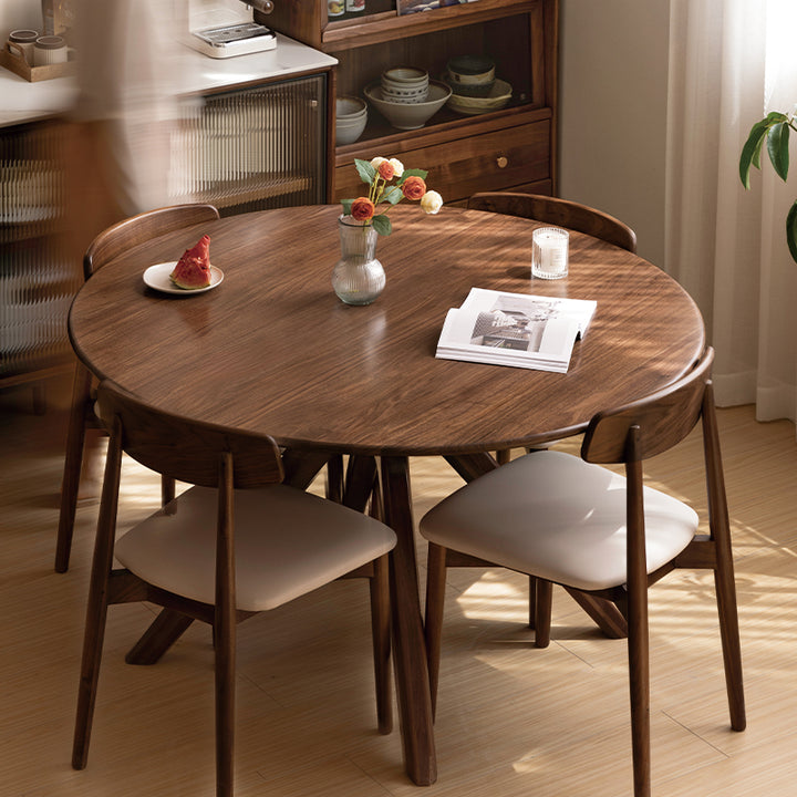 Fallon 110cm/120cm/130cm FAS-Graded Solid Black Walnut Wood Round Dini ...
