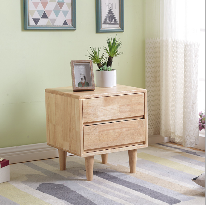 HARPER Rubberwood Double Drawer Bedside Table Furniture Stores Sydney