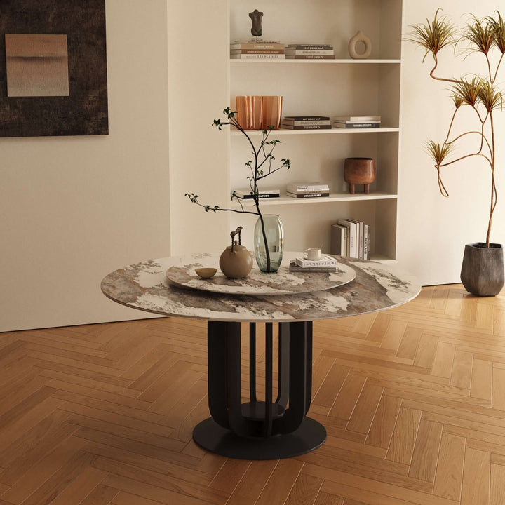 ceramic dinig table with lazy susan
