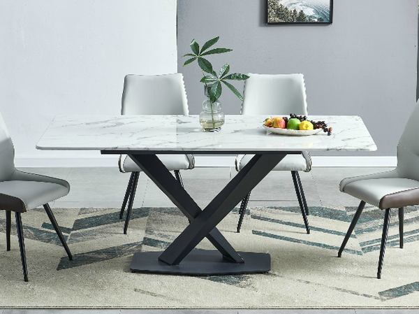 Kingsley White Marble Rectangular Corner Dining Table 1.3/1.5M/1.8M