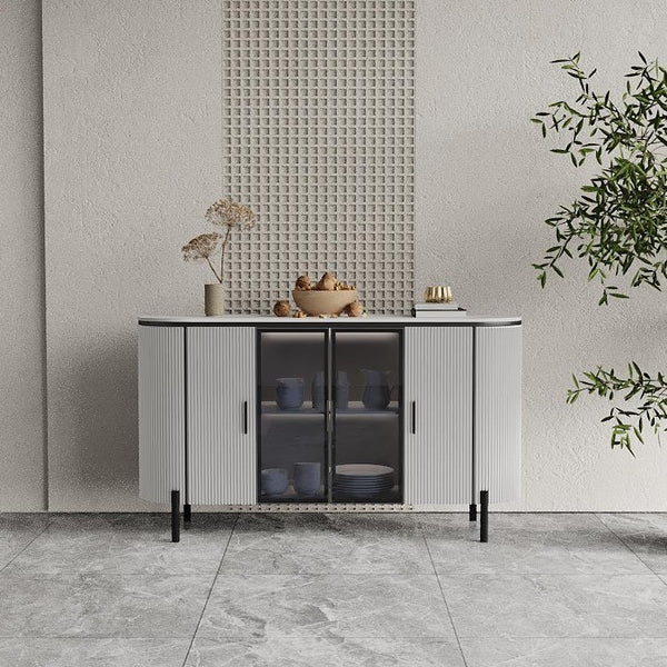Dracone Buffet Sideboard Cabinet/ Cultured Marble Top/wood/Solid Timber/Black