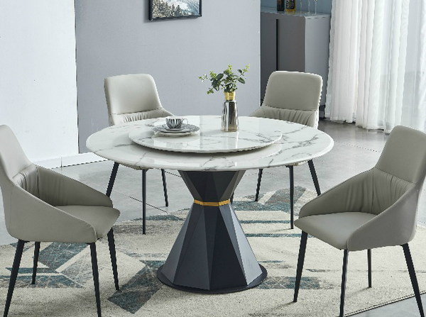 Sylvie Round Marble Top Dining Table/Lazy Susan/modern/contemporary