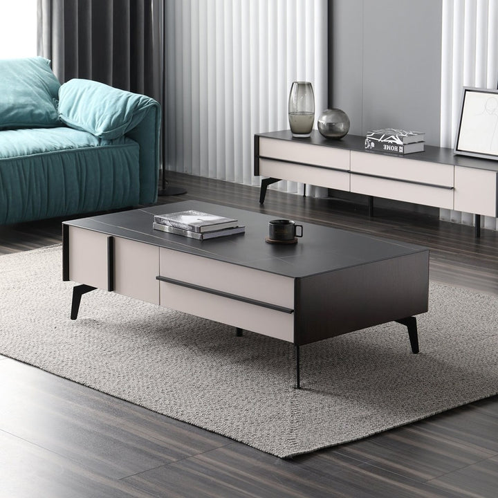 AMELIA Morden Minimalistic Coffee Table-130cm Ceramic Top/MDF & Metal