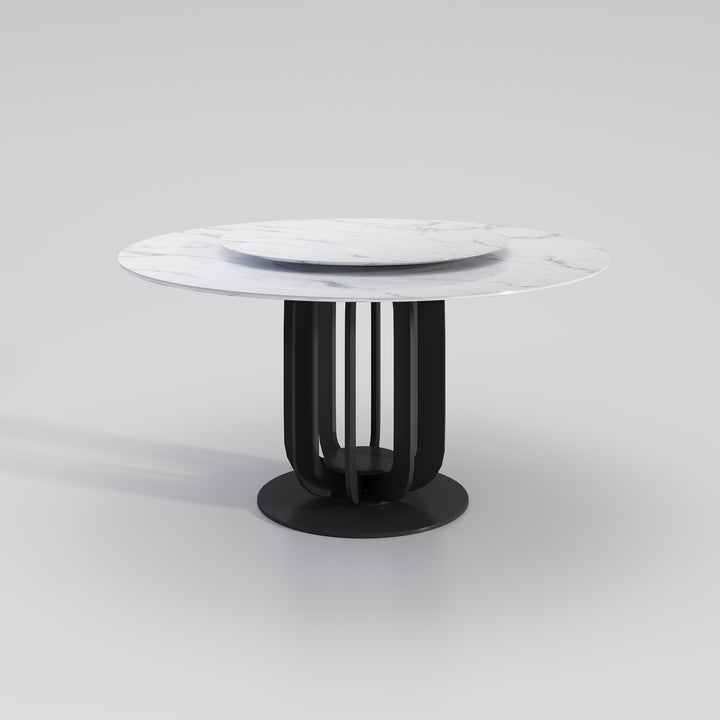 Marble Round Dining Table with Lazy Susan