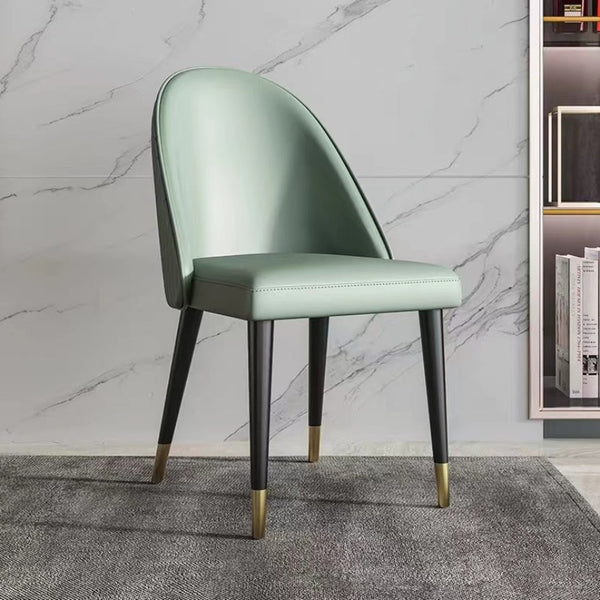 Sonnee Leather Upholstered Dining Chair/Contemporary/Steel Legs/Green